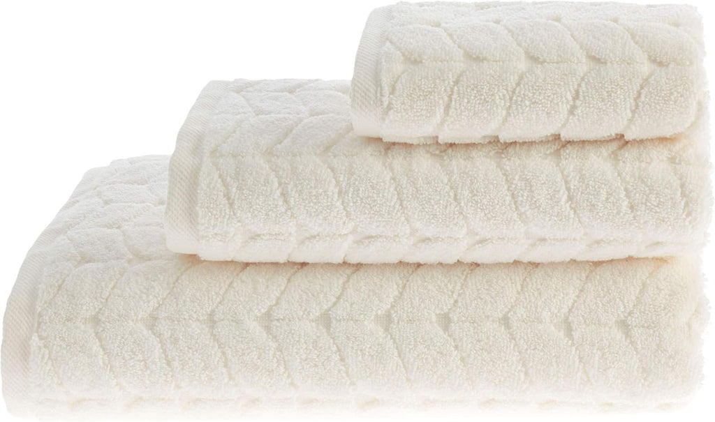 BAGNO MILANO Turkish Bath Towels, Soft Plush Jacquard Luxury Bath Towels, Quick Dry Towel Set (Cream, 3 pcs Towel Set)