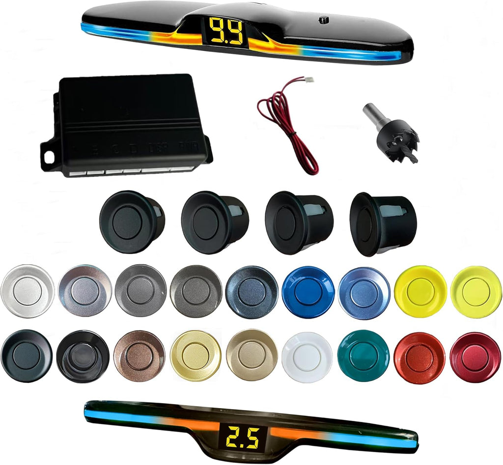 New Feature Rear Parking Sensor with Selectable Distance in Feet, Bidirectional Display Options, and Customizable Numeric Orientation and There are 18 Color Probes to Choose from(Matte Black)