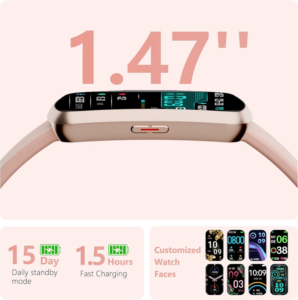 Health Fitness Tracker, Smart Watch with 24/7 Heart Rate, Activity Tracker with Blood Pressure and Blood Oxygen Monitor, 120 Sport Mode Waterproof Sleep Tracker for Women Men