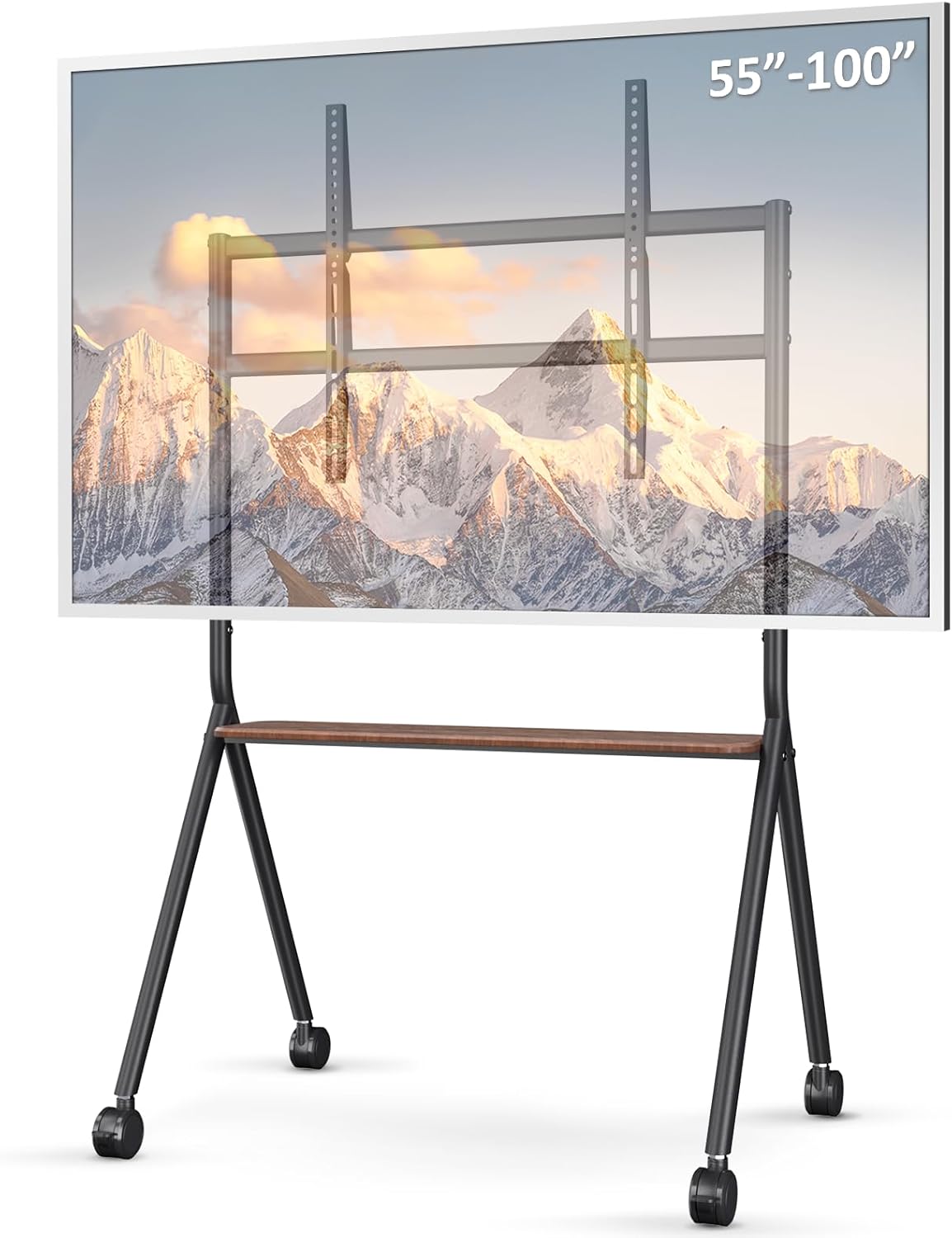 Smart Board Stand for 55-100 Inch Interactive Whiteboards,Flat&Curved TVs,Holds Up to 265lbs,Height Adjustable Smartboard Stand with Lockable Wheels for Office/Classroom/Home