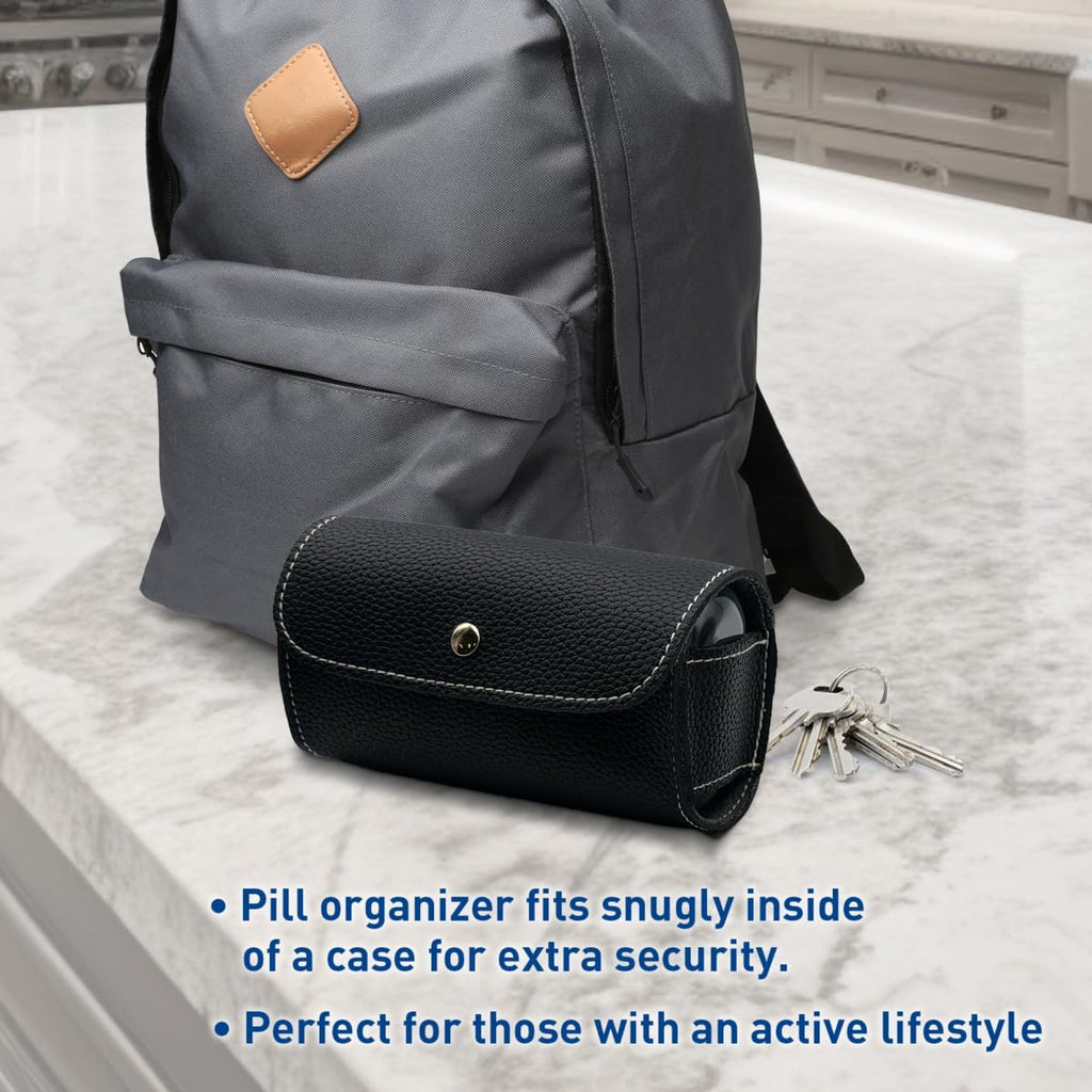 EZY DOSE Weekly (7-Day) AM/PM Pill Case, Medicine Planner, Vitamin Organizer, Pop-Out Compartments, 2 Times a Day, Black Lids, Includes Black Case, BPA Free