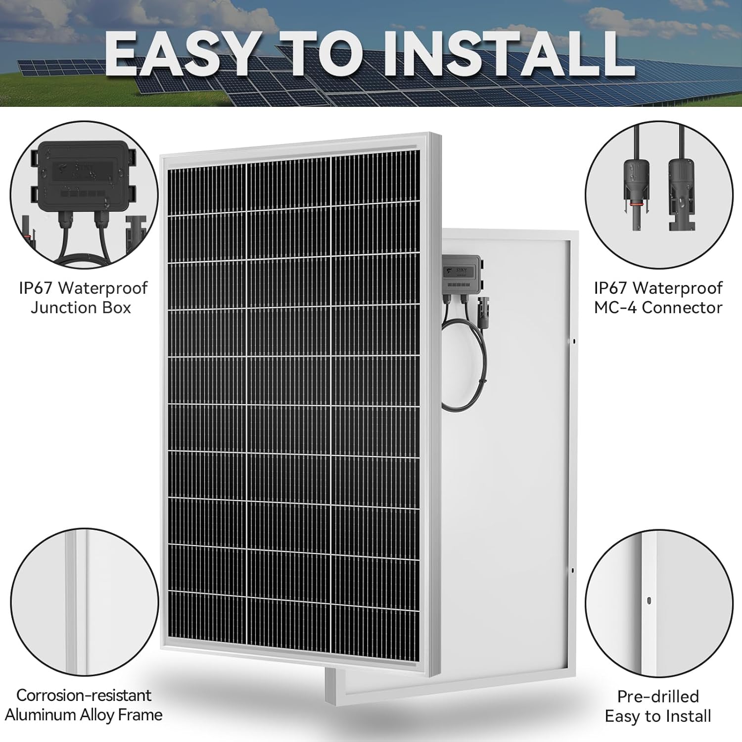 150W 4pack 600 watt Solar Panel Monocrystalline Cell High-Efficiency PV Module, Solar Panels for Homes Camping RV Battery Boat Caravan and Other Off-Grid System