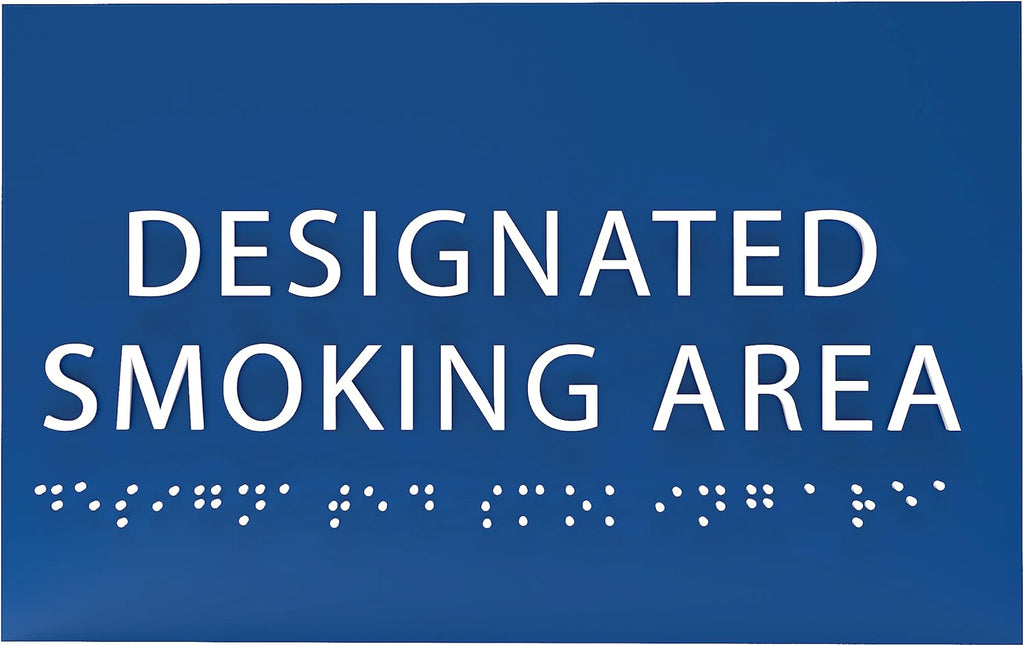 6" X4" Designated Smoking Area Sign - ADA Compliant Tactile Graphics Grade 2 Braille Text | Smoking Permitted Wall Signs for Offices, Private Businesses, Schools, and Restaurants