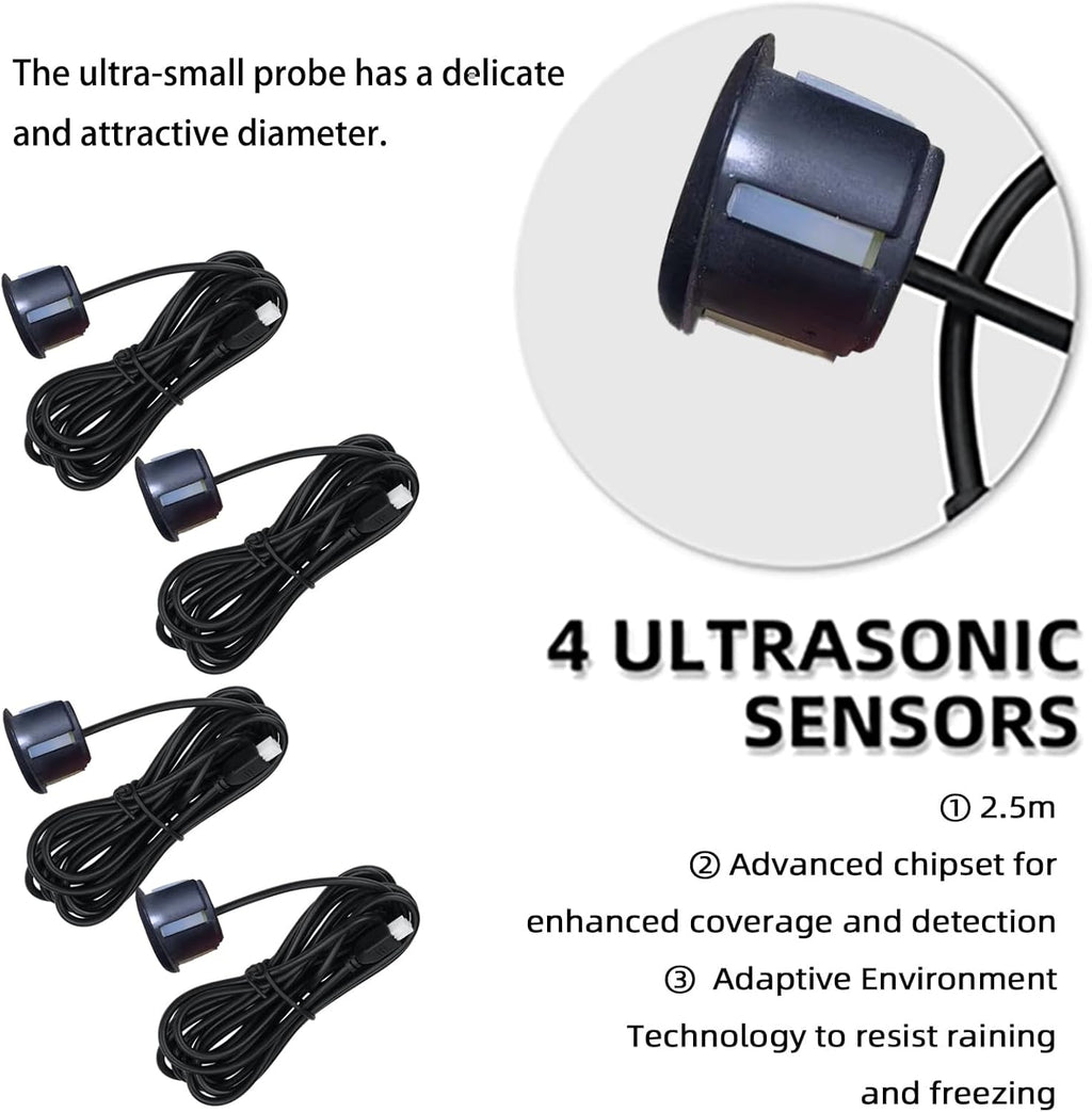 LCD Parking Sensor Kit - Displays Data on Original Screen, Easy Rear Installation, Compatible with CVBS Cameras (Not for AHD), 18 Probe Colors to Match Any Vehicle