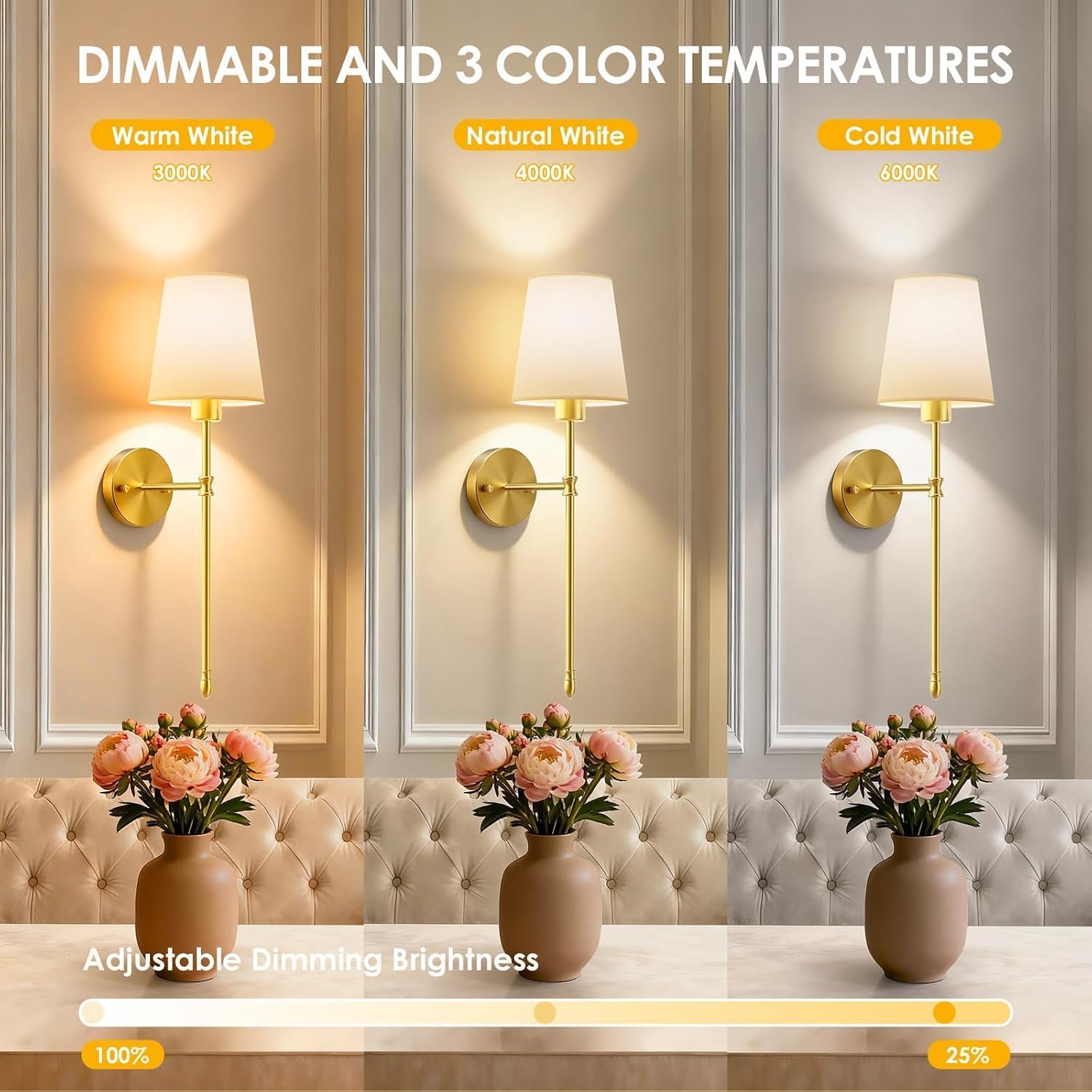 OCATO Battery Operated Wall Sconce: 10000mAh Wireless Wall Sconces Set of Two Rechargeable Lamp Dimmable Magnetic Lights with 7 RGB Colors and Remote Home Decor Walls Decor for Bedroom Living Room