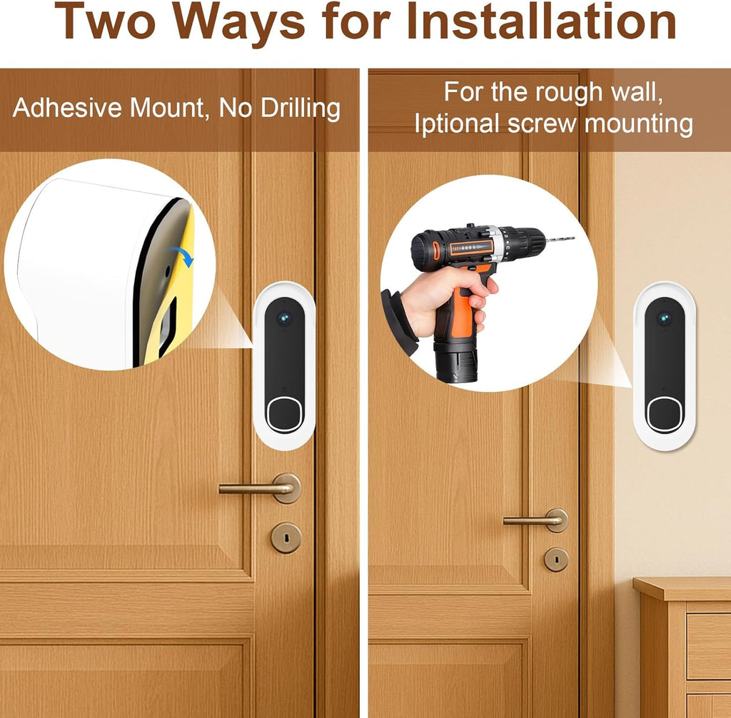 Adhesive Doorbell Mount Compatible with Arlo Video Doorbell 2K/HD (2nd Gen), No-Drill Mounting Bracket Accessories, Easy Installation, Anti-Theft Camera Mount for Apartments, Renters, Houses, Dorm