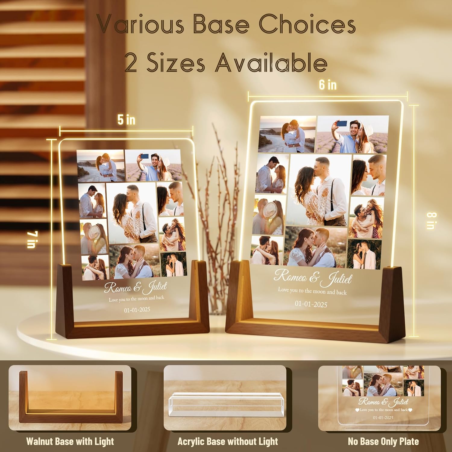 Photo Decorative Plaque Personalized Gifts, Custom Gifts for Him Her, Customized Picture Frame for Boyfriend Girlfriend Couples Wife Women on Anniversary Birthday