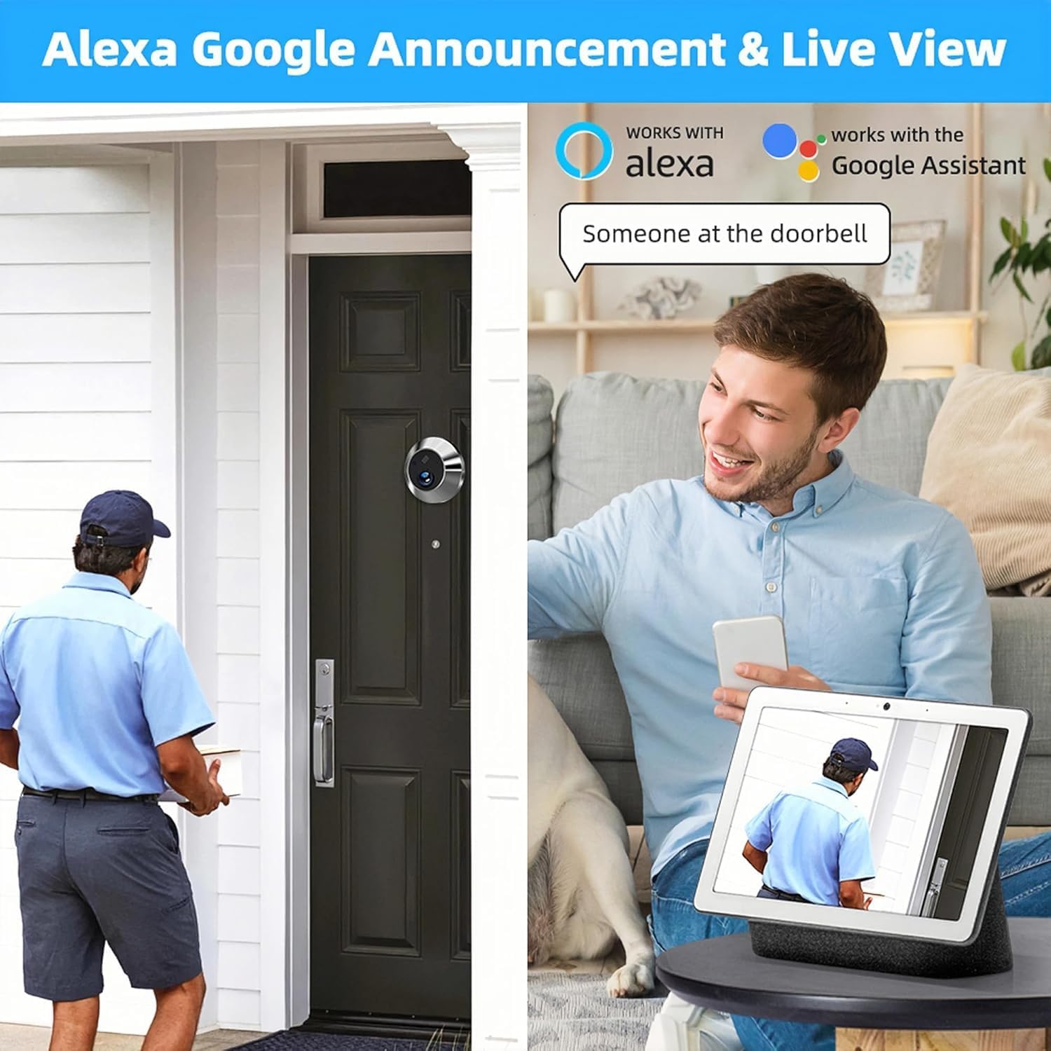Zunate Door Peephole Camera, 4.3 inch LCD Screen 120 Wide Angle Visual Doorbell Digital Door Viewer, Door Peephole Viewer Video Doorbell 1080P Camera with PIR Motion Detection