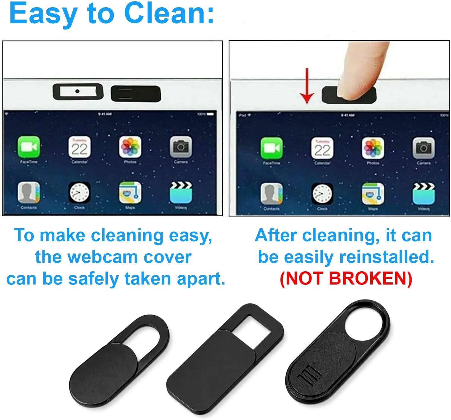 9 Pack(3 Large + 3 Medium + 3 Small) 0.03 inch Ultra Thin Webcam Cover Slide Camera Blocker Protect Your Privacy Security for MacBook Air, Laptop, iPad, iMac, PC, iPhone