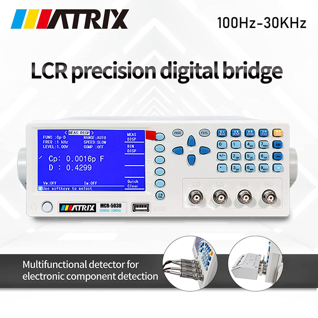 MATRIX MCR-5030 Benchtop LCR Meter Precision Digital Lab Tester for apacitance Ground Insulation Resistance Inductance Accuracy 0.1% Test Measure Inspect Multimeter （100Hz-30kHz）