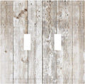 Vintage Light Wood Retro Rustic White Gray Oak Print Decorative Switch Plates 2 Gang Double Toggle Outlet Light Switch Cover Wall Plate Electrical Faceplate for Farmhouse Home Decor