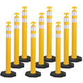 OrangeStar 9-Pack 42" Traffic Delineator Post Cones with Heavy Duty Rubber Base, Yellow Safety Cones for Road, Parking Lot, Warehouse, Construction Zone Safety
