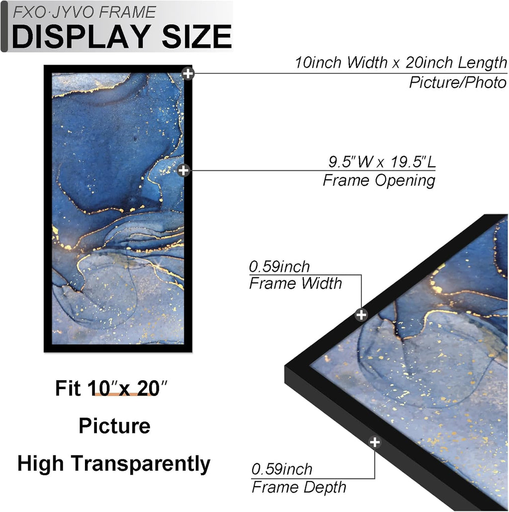 10x20 Picture Frame Set of 6, Black Frame for 10 x 20 Inch Picture Poster Photo, Light Weight and High Transparent 10 by 20 Frame for Wall - 6 Pack/Black/10 x20