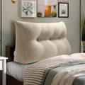 WOWMAX Wedge Pillow Headboard Dorm Headboard Twin XL Bed Bolster Pillow for Bed with Removable Cover, 85% Linen 15% Cotton Blend, Natural Color