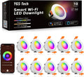YGS-Tech Smart 2 Inch LED Recessed Lighting RGB WiFi Downlight, 5W Compatible with Alexa and Google Home, Dimmable RGB & CCT 2700-6500K Color Changing, 120V Ceiling Light with LED Driver (10 Pack)