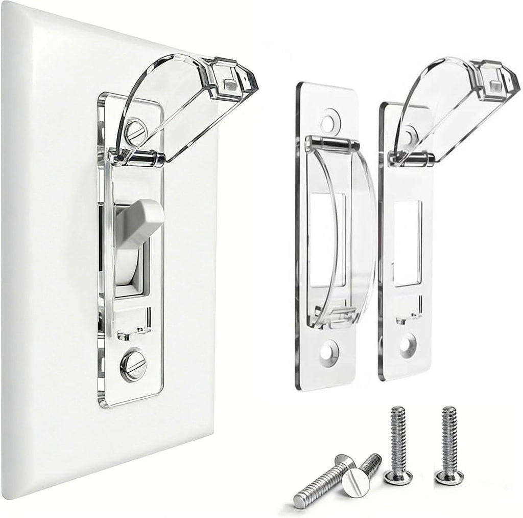 2 Pack Toggle Light Switch Cover Guard Child Proof Wall Light Switch Lock Protects Your Lights from being Accidentally Turned On or Off by Children and Adults, Clear