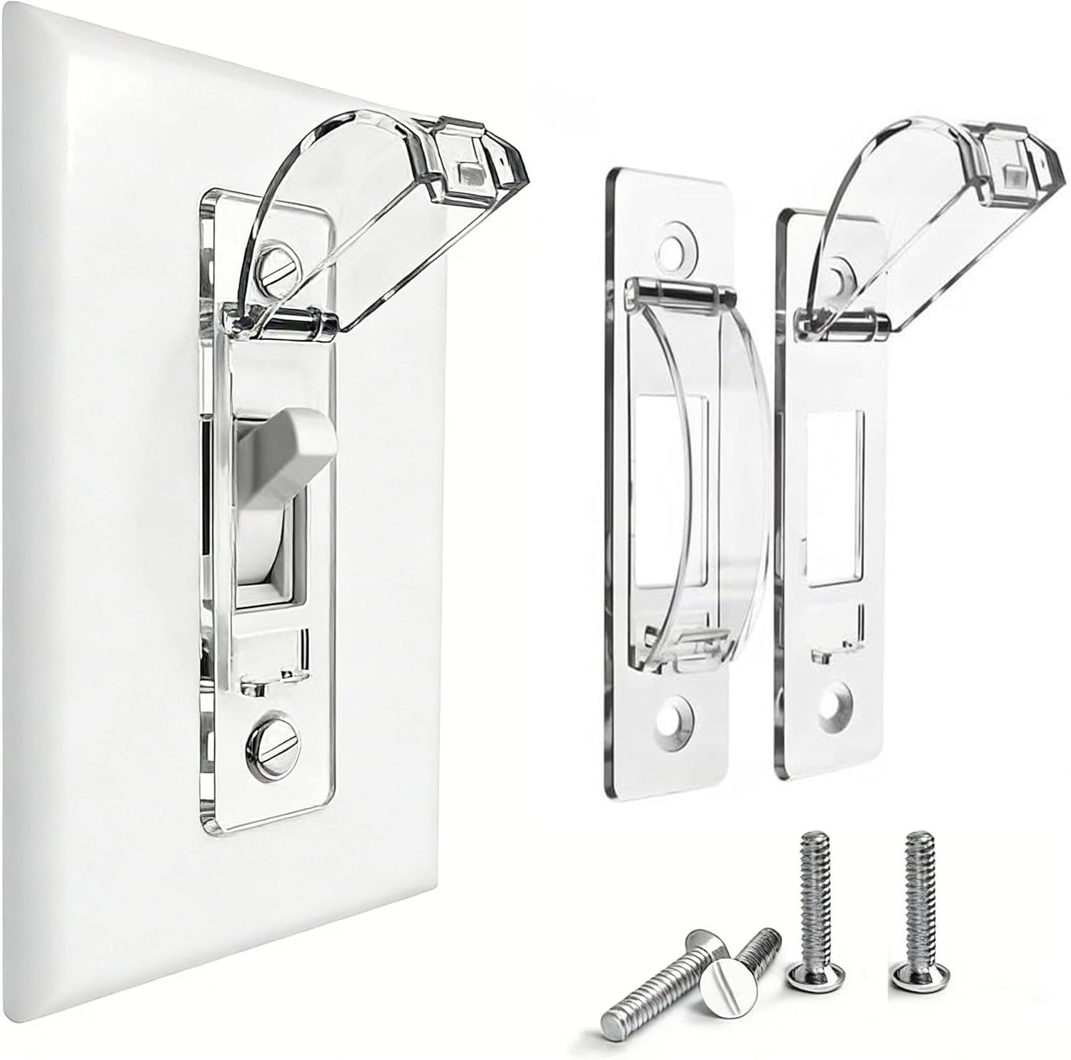 2 Pack Toggle Light Switch Cover Guard Child Proof Wall Light Switch Lock Protects Your Lights from being Accidentally Turned On or Off by Children and Adults, Clear