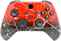 Hand Airbrushed Fade Custom Controller Compatible with Xbox Series X/S & Xbox One (Series X/S Red & Black W/Silver Splatter)
