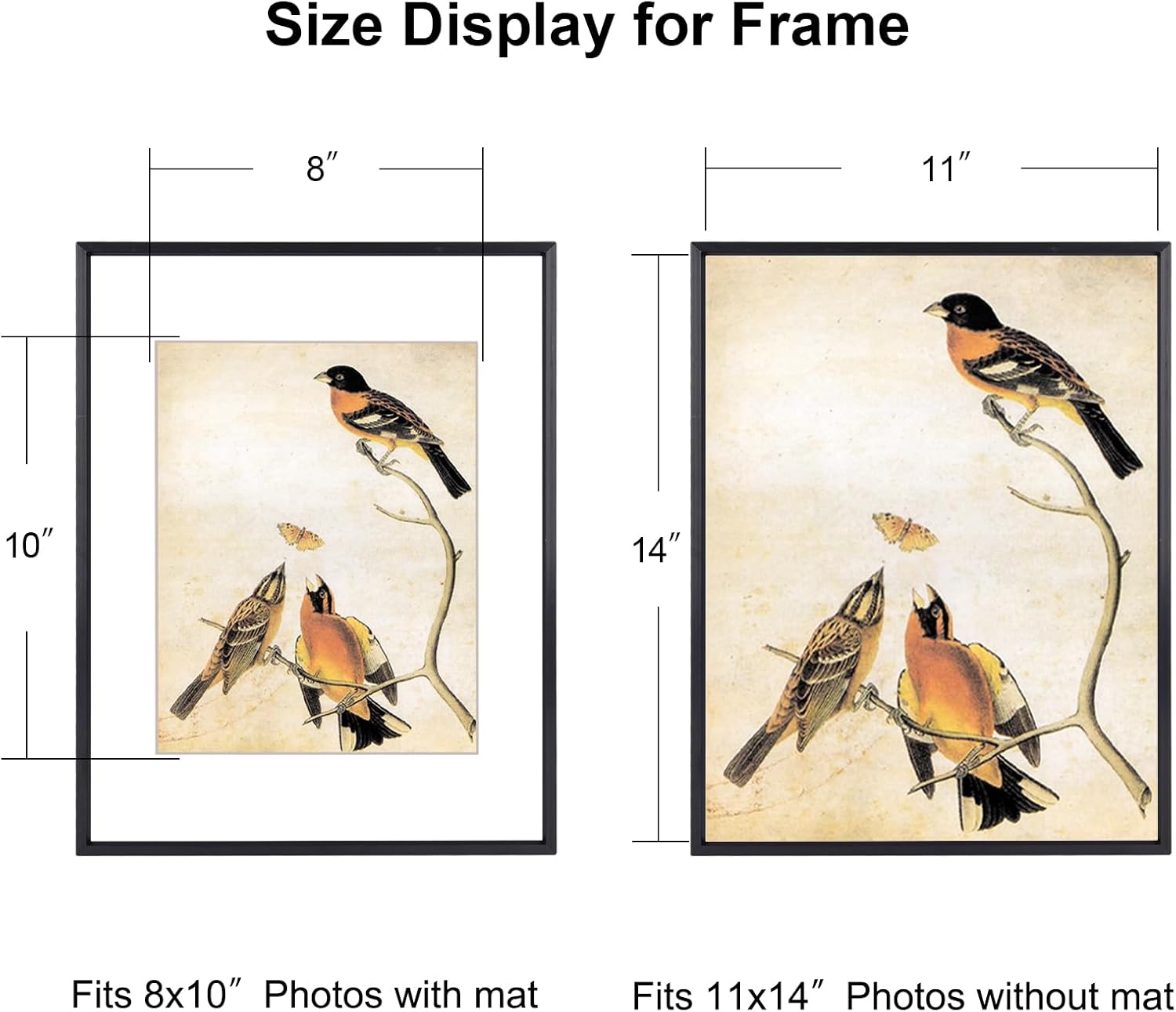 11x14 Picture Frame Set of 3, Black Metal Photo Frames with HD Glass, Fits 8x10 with Mat or 11 x 14 without Mat, for Horizontal and vertical Wall Display