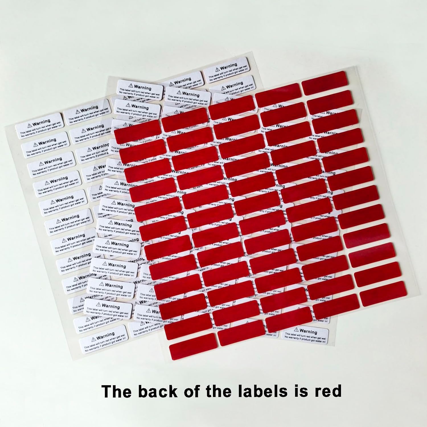 170pcs1.2x0.4 inch Water Sensitive Sticker Turn Red When Got Wet Device Potential Damage Indicator Warranty Void Instruction Liquid Sensor Label