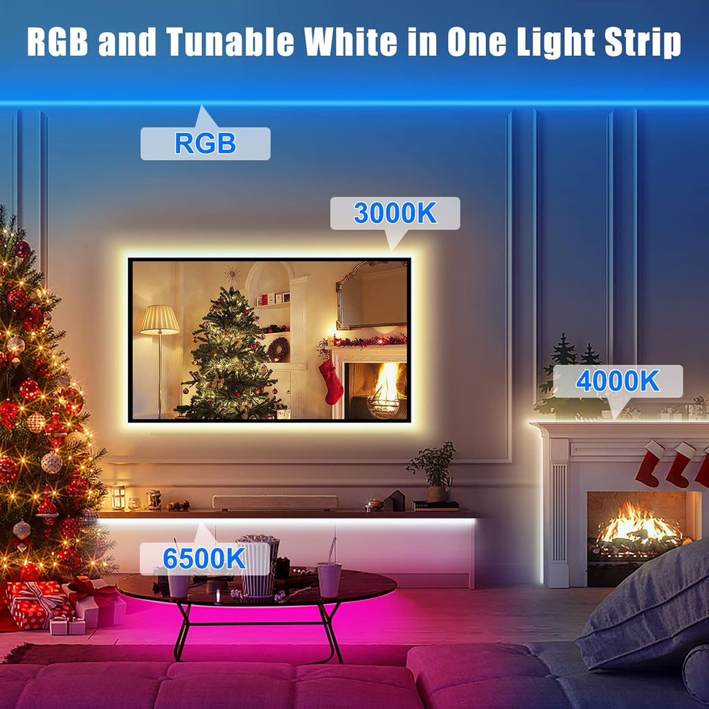 RGBWW Smart LED Strip Lights, 65.6ft Tunable White 3000K to 6500K+RGB WiFi Led Lights Work with Alexa Google, Music Sync Color Changing Indoor for Kitchen, Room, Cabinet, 2 Roll of 32.8ft