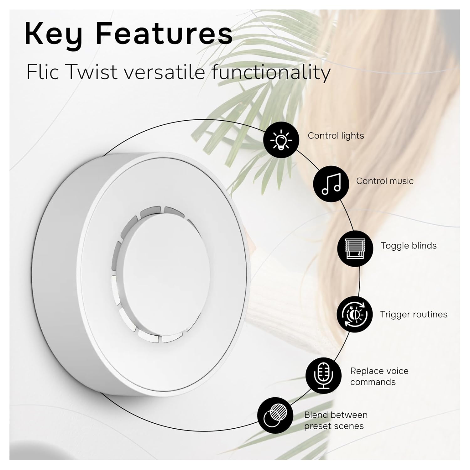 Flic Twist | Smart Home Controller | Works with Matter, Alexa, SmartThings Through Any Flic Hub (White)