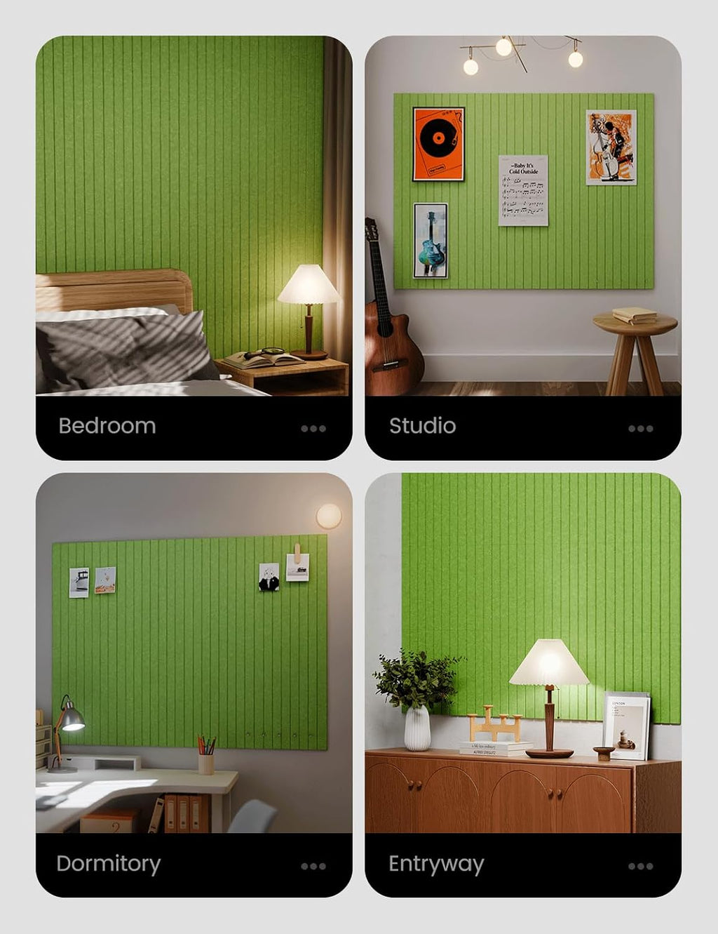 Large Felt Bulletin Board 48" x 36" Cork Board Alternative-12 Pack with 70 Safe Removable Adhesive Tabs, Cork Boards for Walls Cork Board for Home Office Classroom Pin Board-Kelly Green