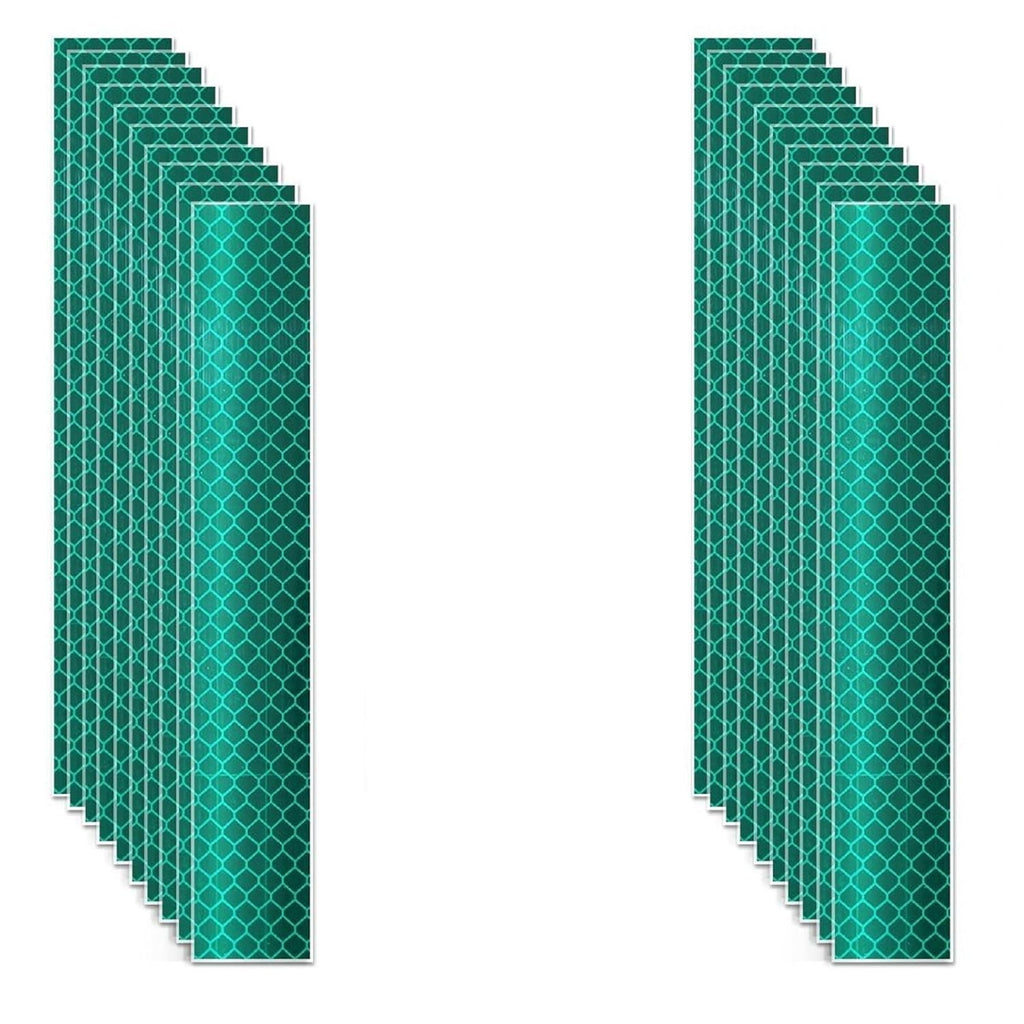 Non Fading Green Reflective Stickers 1 inch X 6 inch, Outdoor Waterproof High Visibility Warning Safety Adhesive Reflector Tape (20 Pcs)