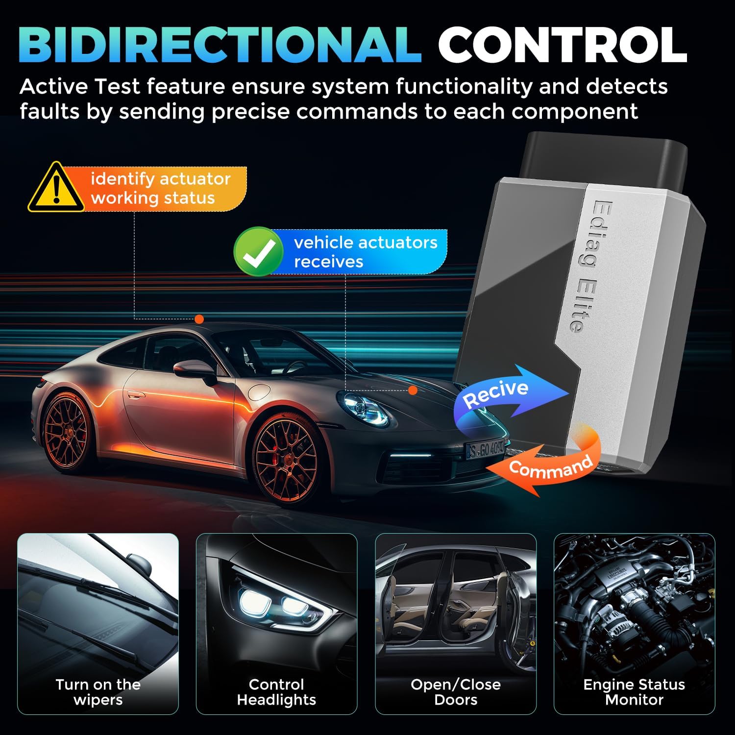 KINGBOLEN Ediag Elite OBD2 Scanner Bluetooth, Bidirectional Control Scanner All System Diagnostic Tool for iOS & Android, 15+ Hot Reset, CANFD Protocol, FCA AutoAuth, No Subscriptions Lifetime Update