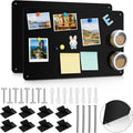 ARVOK 2 Pack Black Magnetic Board 17.1" x 11.8", Metal Magnet Bulletin Board for Wall, Refrigerator, Cabinet, Display Notes, Photos, Poetry, Includes 8 Screws & 8 Dual Lock Tapes, 4 Support Screws