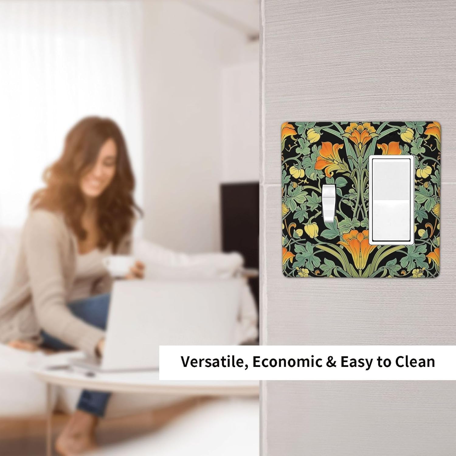 Outlet Covers William Morris Vintage Floral Green Yellow 1 Toggle 1 Rocker Combination Decorative Wall Plate Electrical Switch Plates Light Switch Cover Plate for Bedroom Home Decor