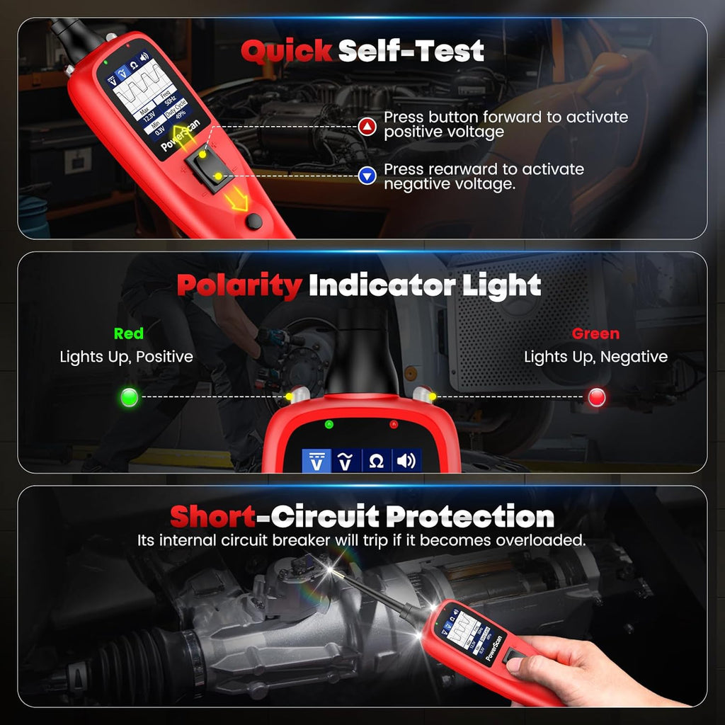 Autel PowerScan Automotive Circuit Tester, Power Circuit Probe Tool, 12-24V Electrical Short Open Breaker Circuit Finder, AC/DC Current Resistance, Duty Cycle, & 20FT Extension Cord, for 99% Cars