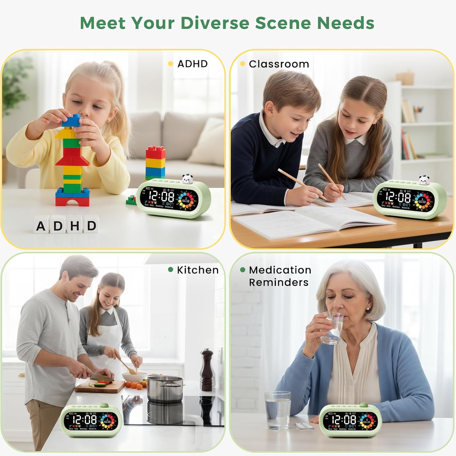 Mooking Digital Alarm Clock for Bedroom, Visual Timer for Kids, 199 Minute Rechargeable Digital Clock with Timers for Home School Supplies Study Teaching Time Timer Management Tool Countdown Timers