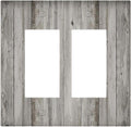 Decorative Outlet Covers Farmhouse Rustic Grey Barn Door Wood 2 Gang Double GFCI Rocker Electrical Wall Panels Light Switch Cover Plate for Bedroom Cabin Decor