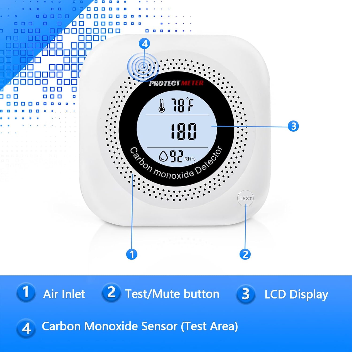 Carbon Monoxide Detectors,3 Pack 3in1 Portable Carbon Monoxide detectors Plug in Wall for Travel, CO Alarm/Monitor for Home/Hotel Room/RV with AC Socket with Temperature & Humidity Detectors