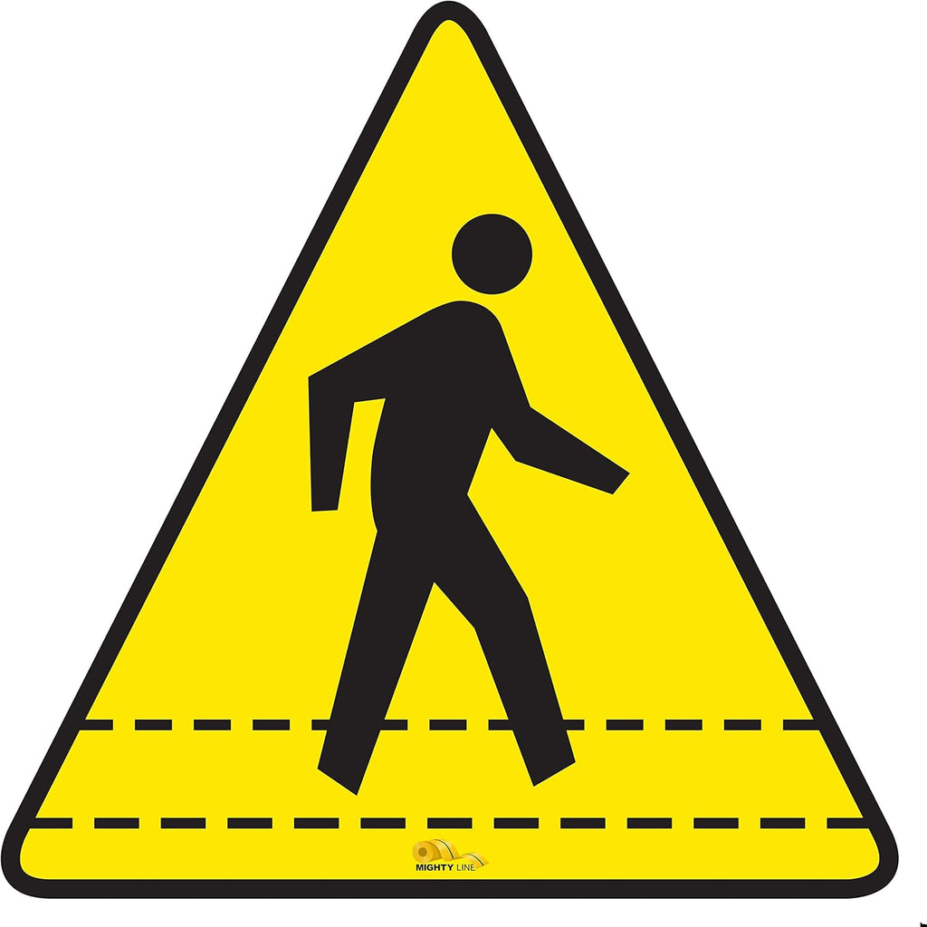 Mighty Line Pedestrian Traffic Crossing Walkway Floor Sign for Safety, Caution, Warning, Heavy-Duty, Peel and Stick, Adhesive, Industrial Quality, 24"