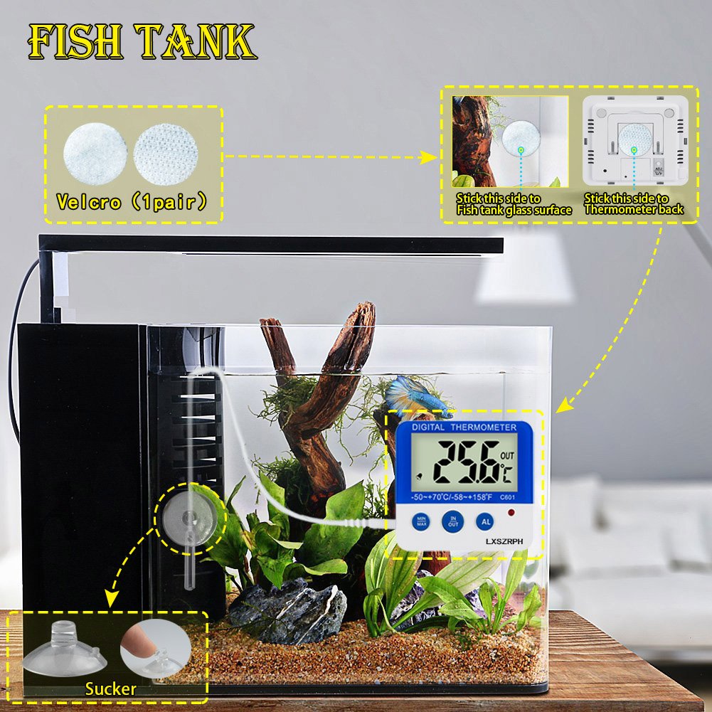 Nithing Fridge Freezer Thermometer Max/Min Memory High & Low Temperature Alarms Settings with LED Indicator Digital Refrigeration Thermometer with Magnetic,Stander