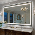72X40 Inch LED Bathroom Mirror with Lights, Black Frame Frontlit+ Backlit Bathroom Vanity Mirror for Wall, Ultra-Clear Tempered Glass, Shatter-Proof, Anti-Fog and Memory Function, ETL Listed