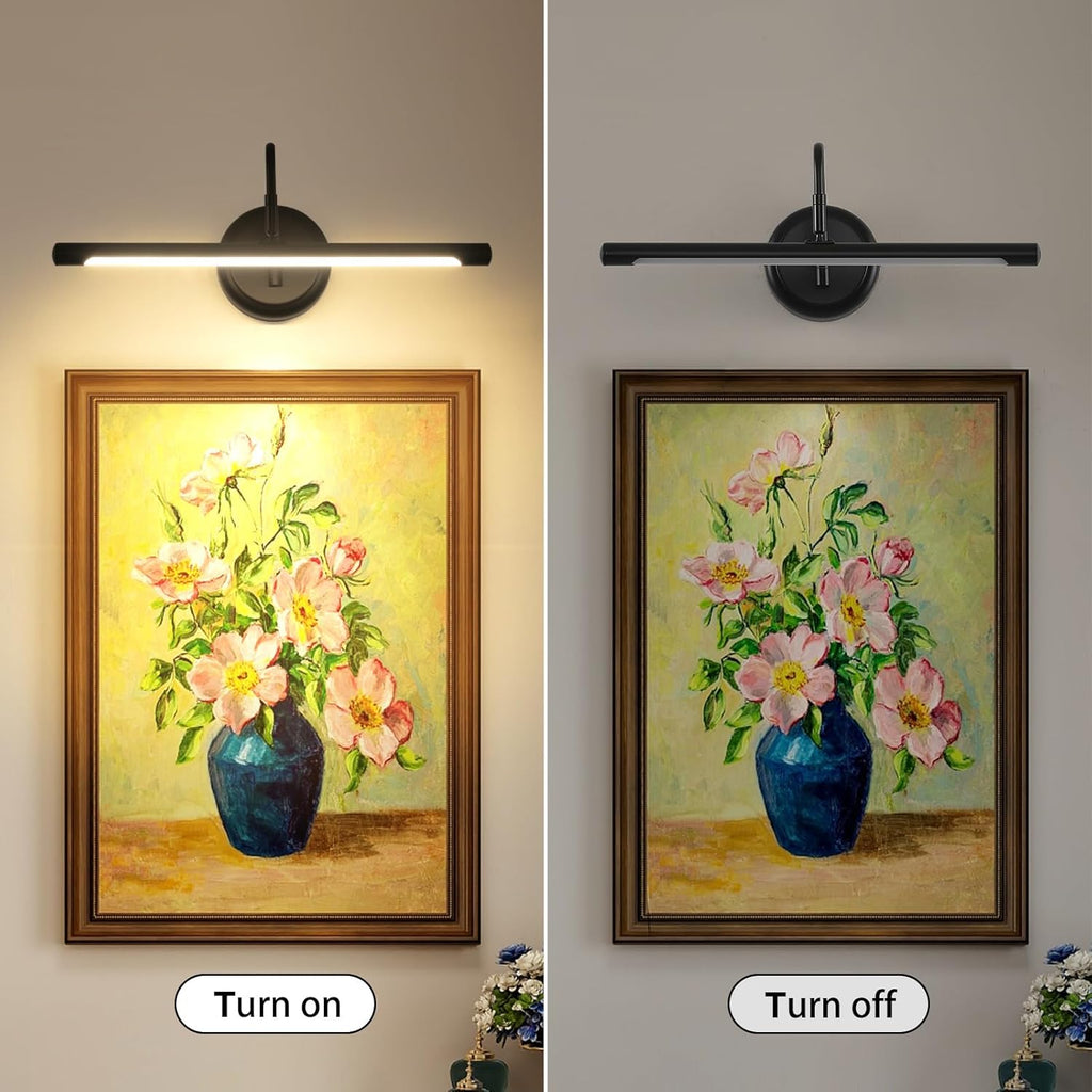 JOOSENLUX LED Picture Light Hardwired Matte Black Modern Picture Lights for Paintings 16.54'' Inch Long Swing Arm Metal Art Lights Warm White 3000K