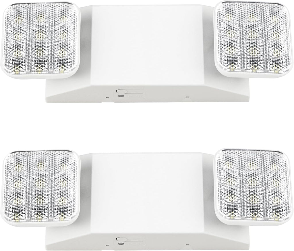 Sunco LED Emergency Lights, Commercial Lighting for Business, Power Outages, Offices, with Backup Battery (90 Minutes), Wall Mount, Hard Wired, 120-277V, Fire Resistant (94V-0) UL 2 Pack.