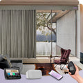 Graywind Hardwired Smart Curtains Motorized Blackout Curtain with Remote Alexa Google Control for Sliding Door Thermal Insulated Drapes One-Way or Split Draw, Custom Width to 220" (Mocha Beige)