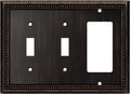 Henne Bery Sunken Pearls Heavy Duty Decorative Wall Plate Switch Plate Outlet Cover (Double Toggle/Single Decorator, Aged Bronze)