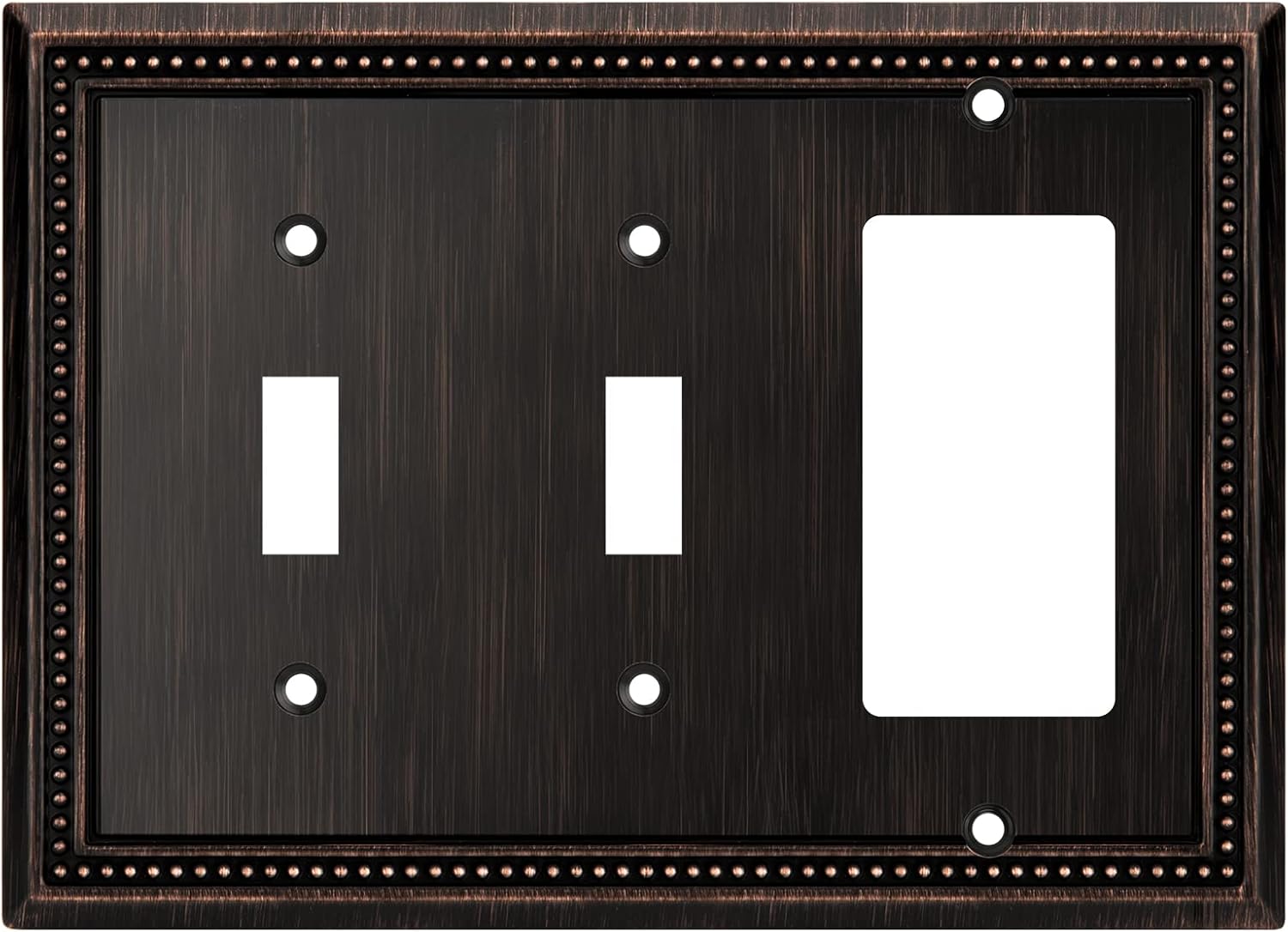 Henne Bery Sunken Pearls Heavy Duty Decorative Wall Plate Switch Plate Outlet Cover (Double Toggle/Single Decorator, Aged Bronze)