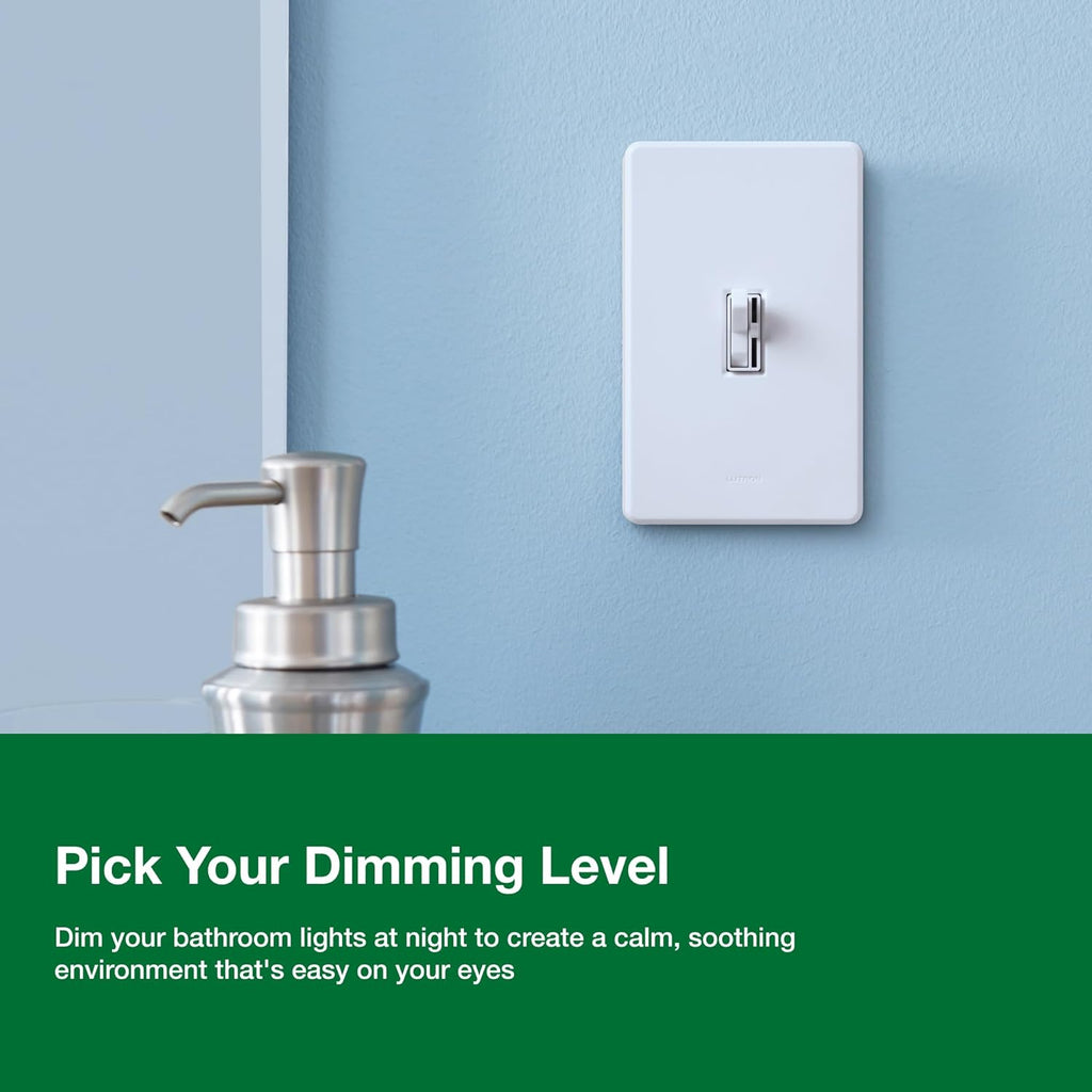 Lutron Ariadni/Toggler LED+ Dimmer Light Switch for Dimmable LED, Halogen and Incandescent Dimmer Switch, 150W, Single-Pole/3-Way, AYCL-153P-WH, White