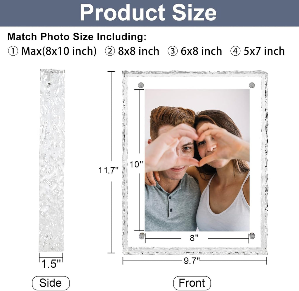 8x10 Picture Frames, Refined Crystal-Clear Acrylic Photo Frame, Wall & Tabletop Display Frames, Modern Floating Style for Home Office Decoration, Transparent (1 Pack)