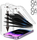 EZ-GLAZ-4+2 Pack for iPhone 14 Pro Max Privacy Screen Protector[6.7 inches] With Camera Lens Protector, [Drop Protection] 9H Hardness Full Coverage Anti-Spy Tempered Glass Film, Easy to install