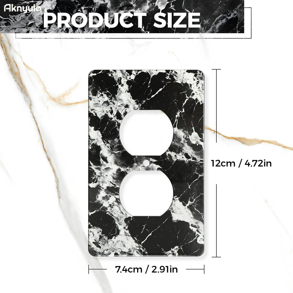 Black White Marble Pattern Acrylic Outlet Covers Light Switch Plate Decorative Wall Plate Light Switch Plate Cover Double Hole Outlet Plate Cover