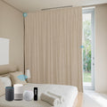 SmartWings Automatic Curtain Opener with Drapery, Motorized Vertical Blinds with Remote, Electric Closet Doors Sliding Panels Compatible with Alexa Google Homekit, 90% Blackout Wheat