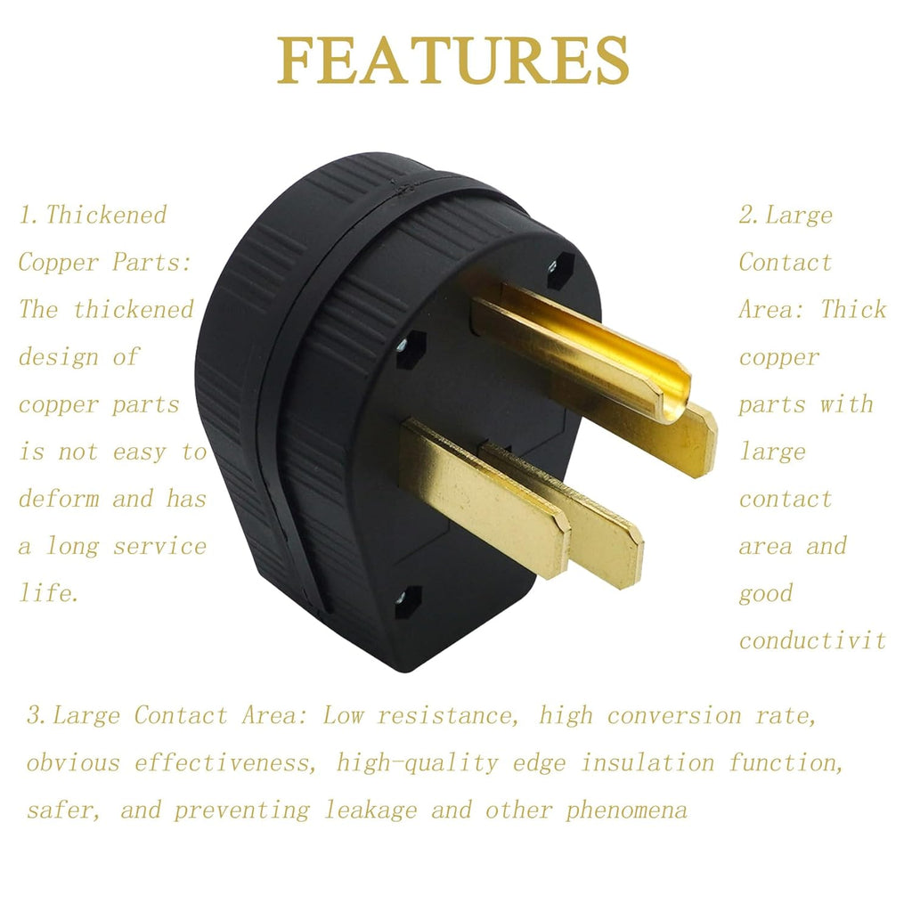 Nema 14-50P Plug 50 Amp 125/250 Volt Plug with 3 Pole 4 Wire Heavy Duty Spec Industrial Grade for Dryer and Ranges