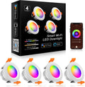YGS-Tech Smart 2 Inch LED Recessed Lighting RGB WiFi Downlight, 5W Compatible with Alexa and Google Home, Dimmable RGB & CCT 2700-6500K Color Changing, 120V Ceiling Light with LED Driver (4 Pack)